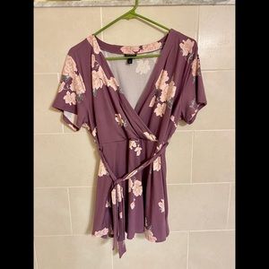Torrid Dusty Purple Floral Babydoll Wrap Top